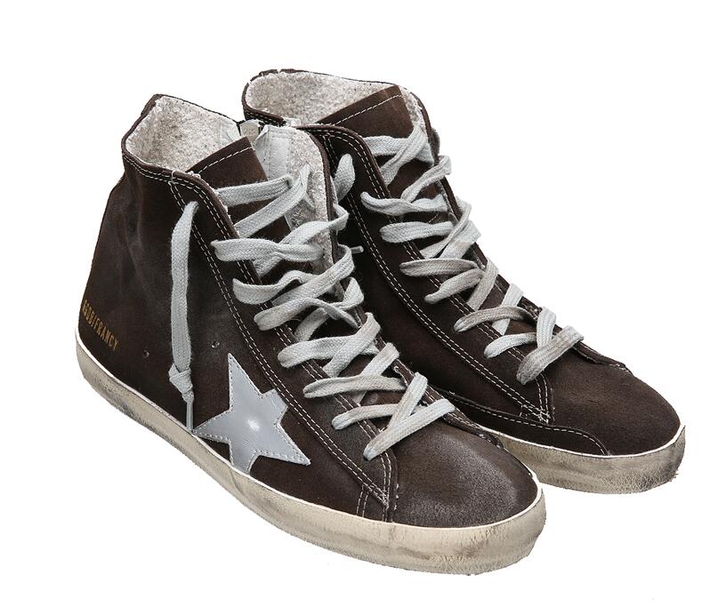Golden Goose Deluxe Brand Womens Francy Sneakers In Chocolate Suede With Leather Star